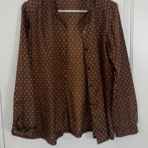 Brown chain link button up blouse